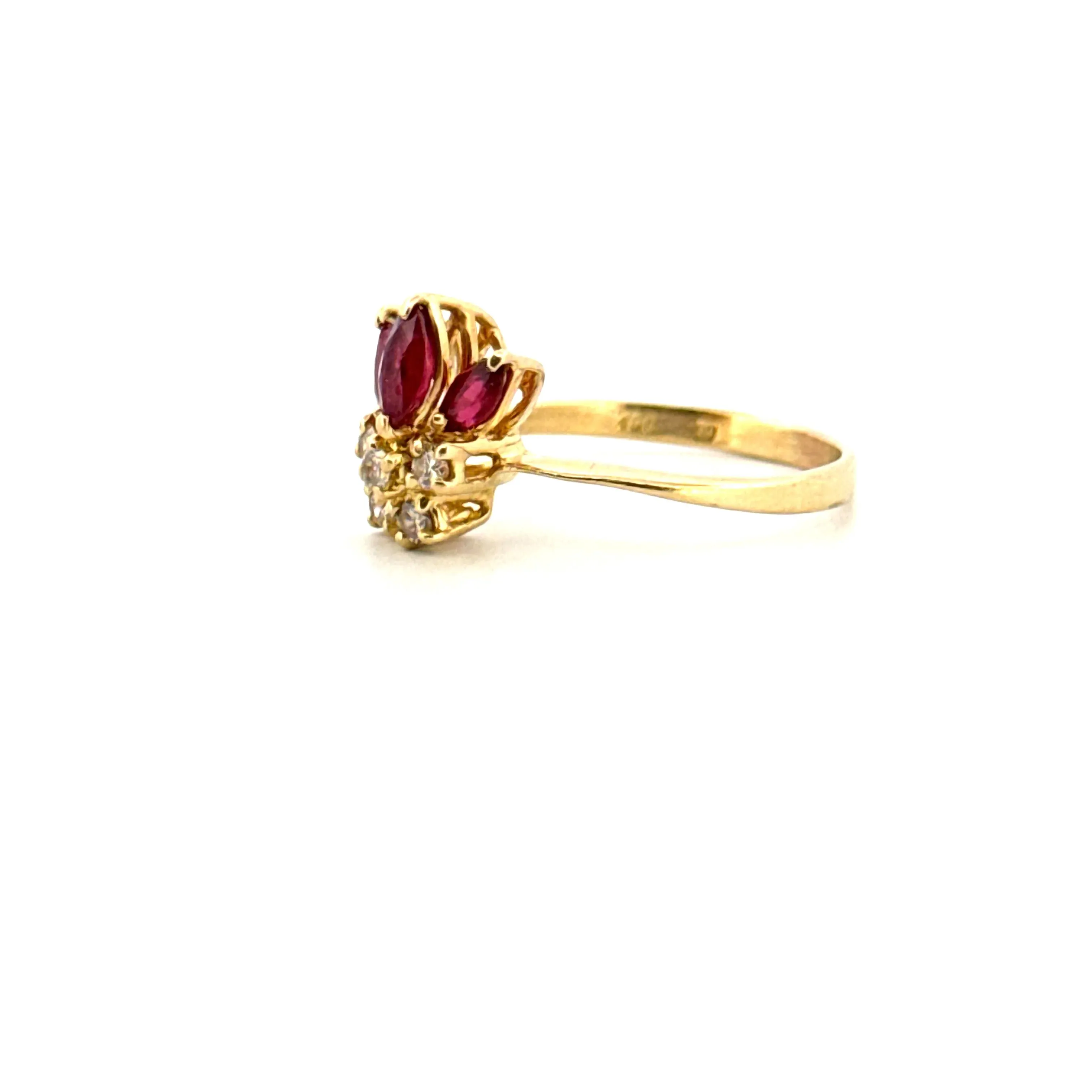 Bague Or jaune rubis et diamants sold by 58 Facettes product image thumbnail 3
