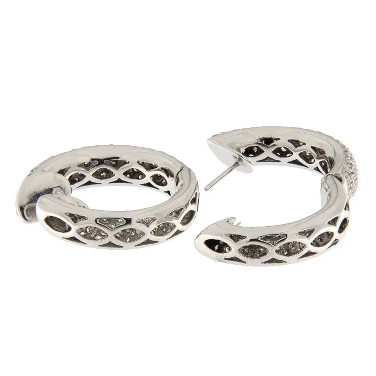 Boucles d'oreilles créoles en or blanc avec diamants sold by 58 Facettes product image thumbnail 3