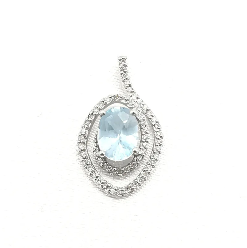 Pendentif en Or blanc Aigue-Marine et Diamants sold by 58 Facettes