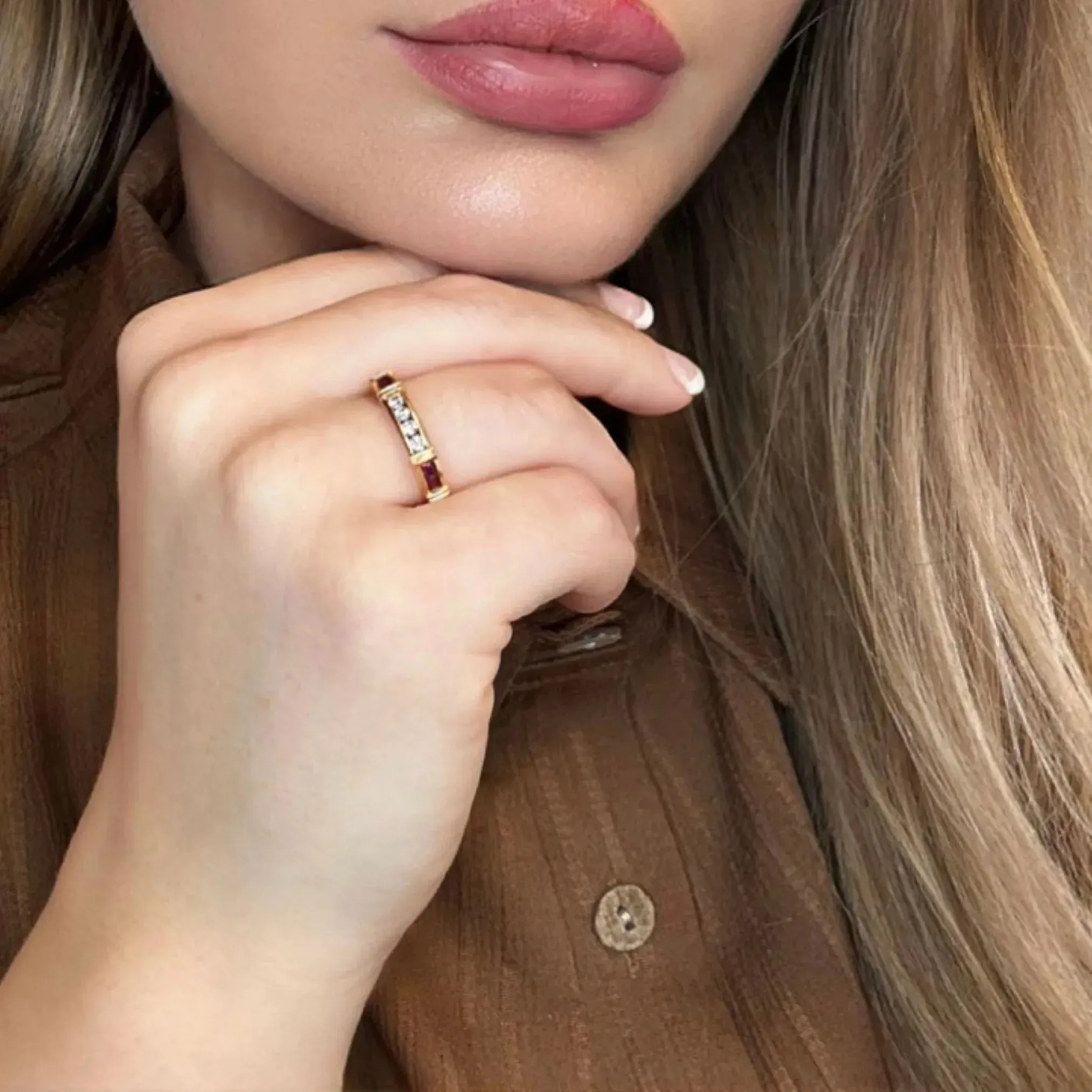 Bague Or jaune diamants et rubis sold by 58 Facettes product image thumbnail 2