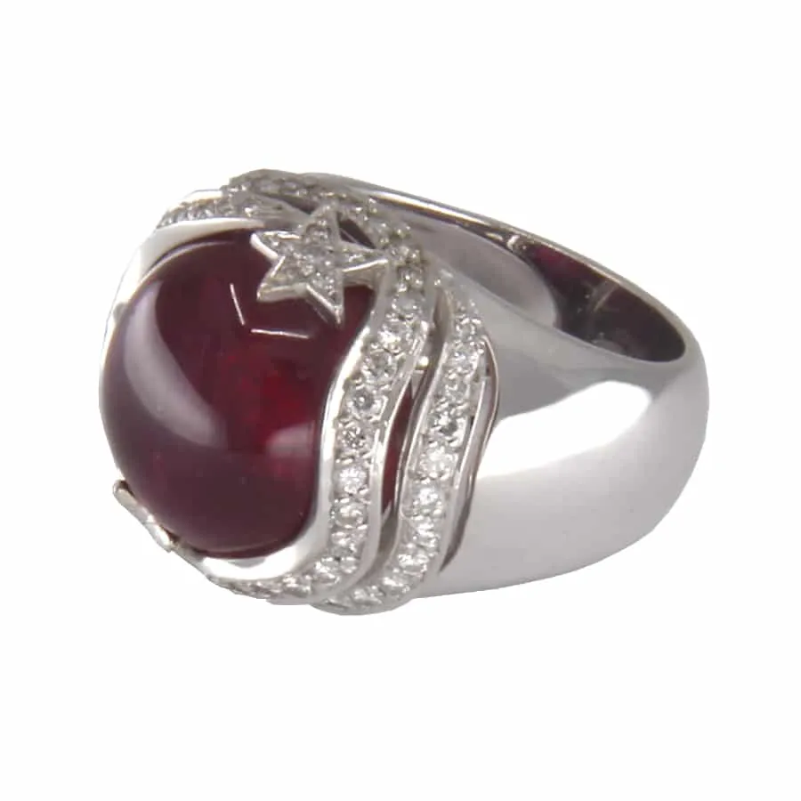 Bague en or blanc, tourmaline rose et diamant sold by 58 Facettes product image thumbnail 4