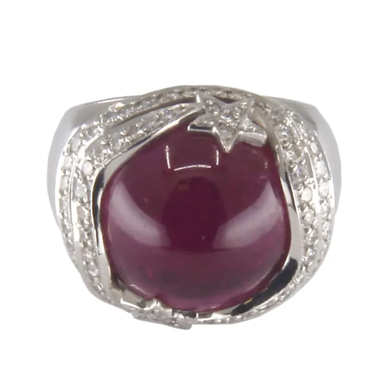 Bague en or blanc, tourmaline rose et diamant sold by 58 Facettes