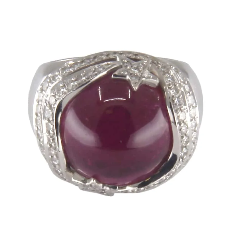 Bague en or blanc, tourmaline rose et diamant sold by 58 Facettes