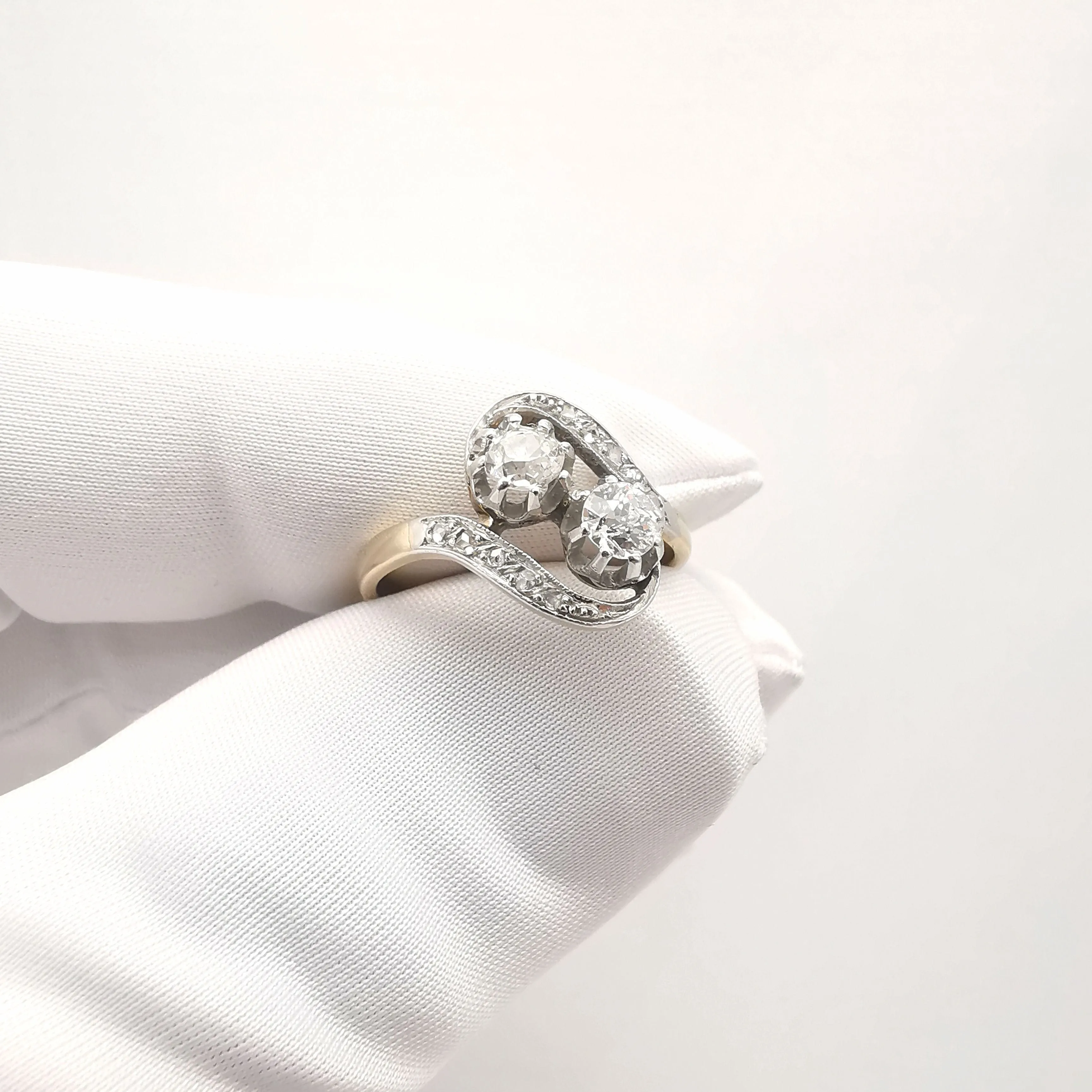 Bague "Toi et Moi" Or jaune Platine & Diamants sold by 58 Facettes product image thumbnail 2