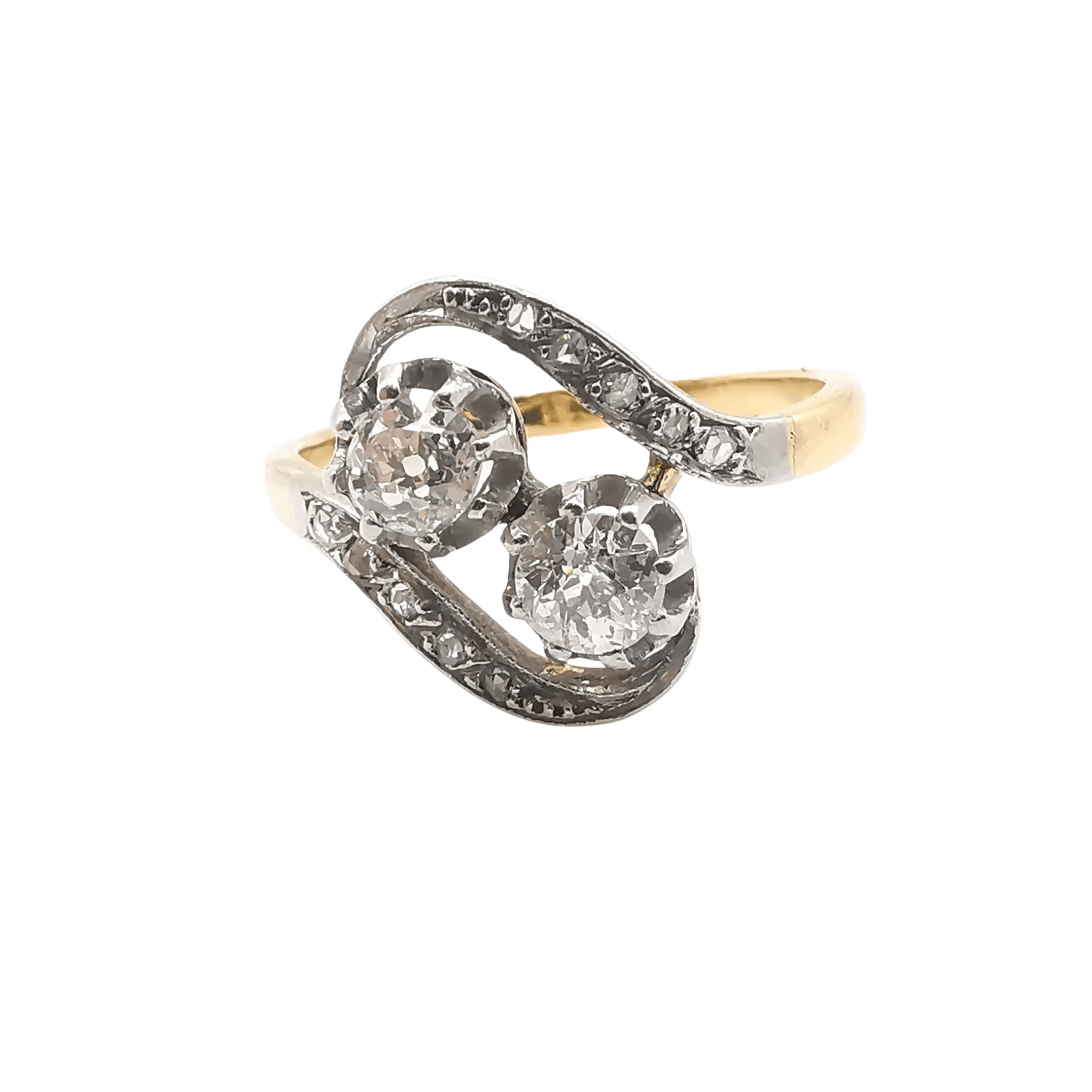 Bague "Toi et Moi" Or jaune Platine & Diamants sold by 58 Facettes