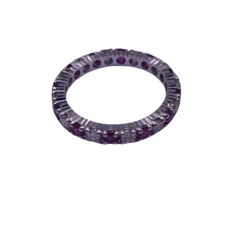 Bague éternité Or Blanc 18k Diamants et Rubis sold by 58 Facettes