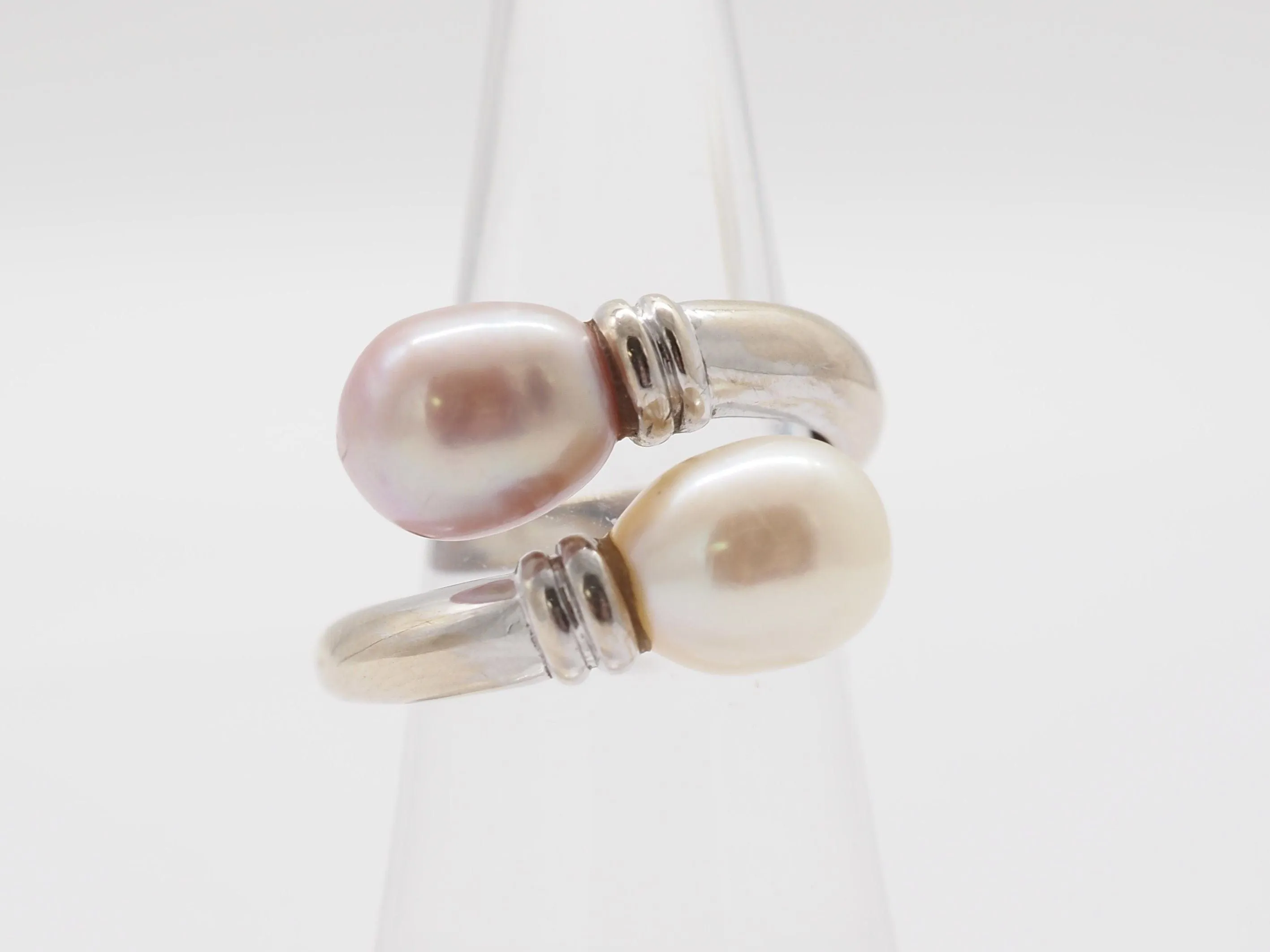 Bague toi et moi en or blanc 18k et perles sold by 58 Facettes product image thumbnail 2
