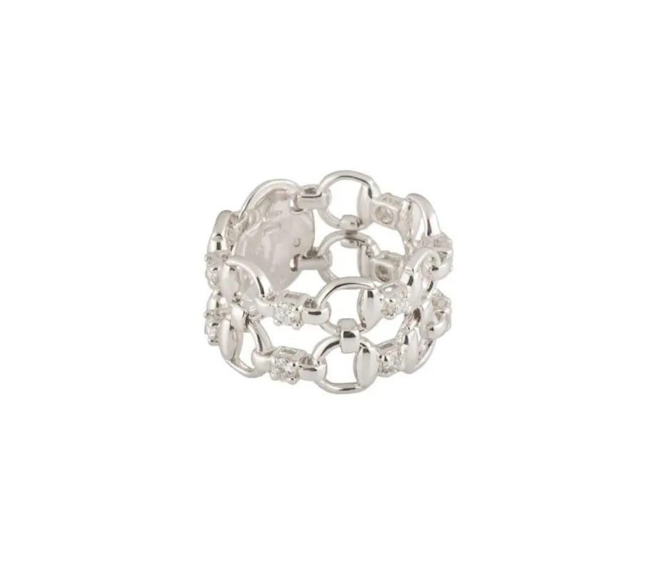 GUCCI - Bague Horsebit or blanc et diamants sold by 58 Facettes