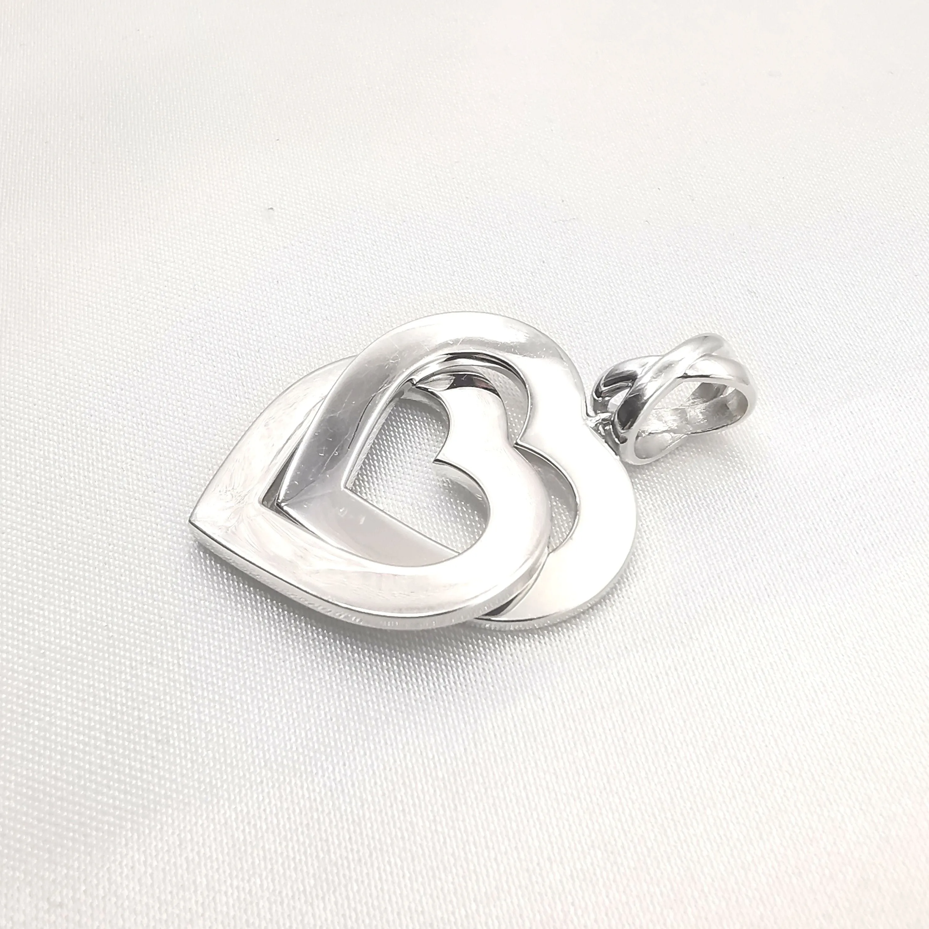 Pendentif Double Cœur Or blanc sold by 58 Facettes product image thumbnail 4