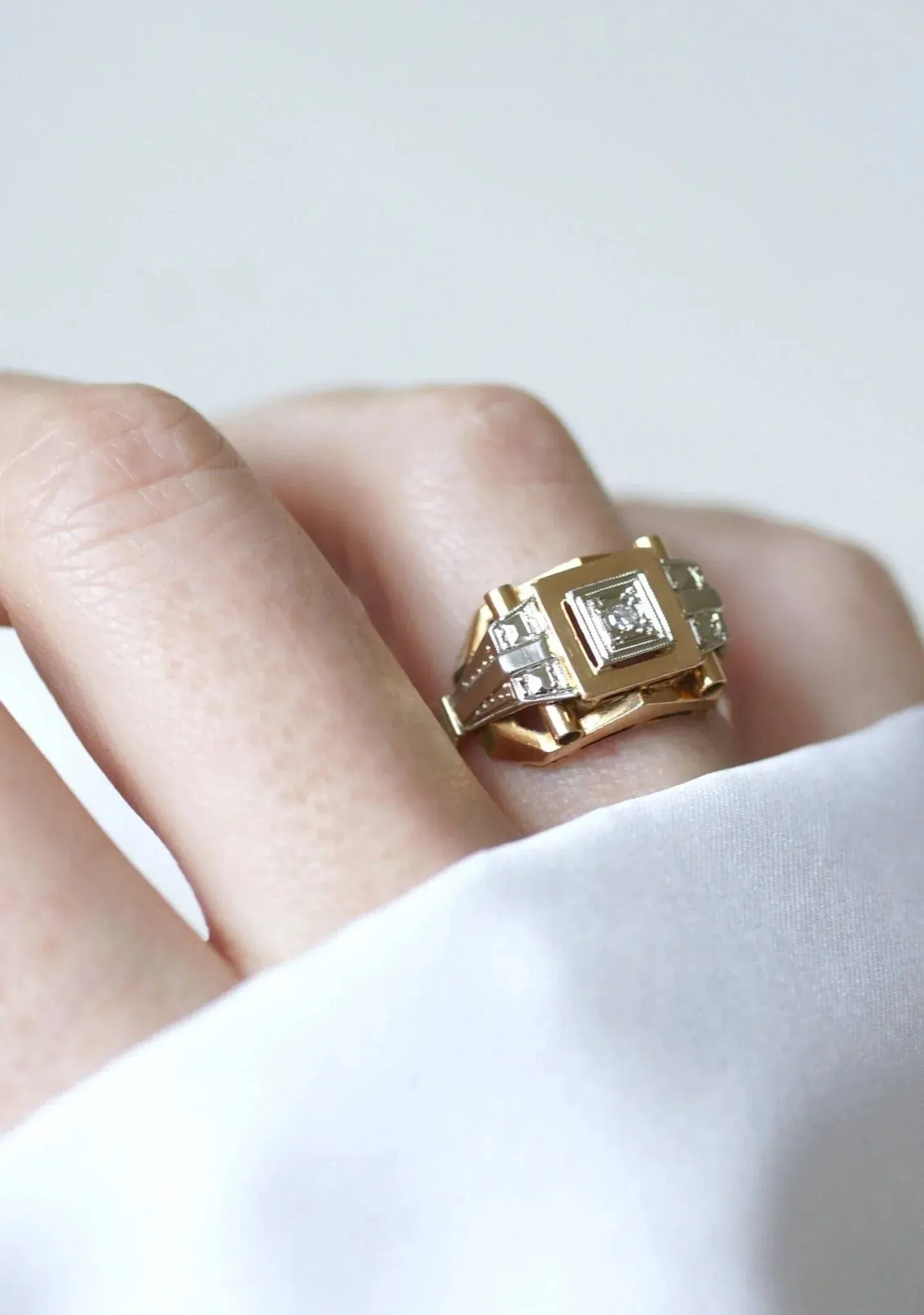 Bague Tank Art Déco deux ors diamant sold by 58 Facettes product image thumbnail 2