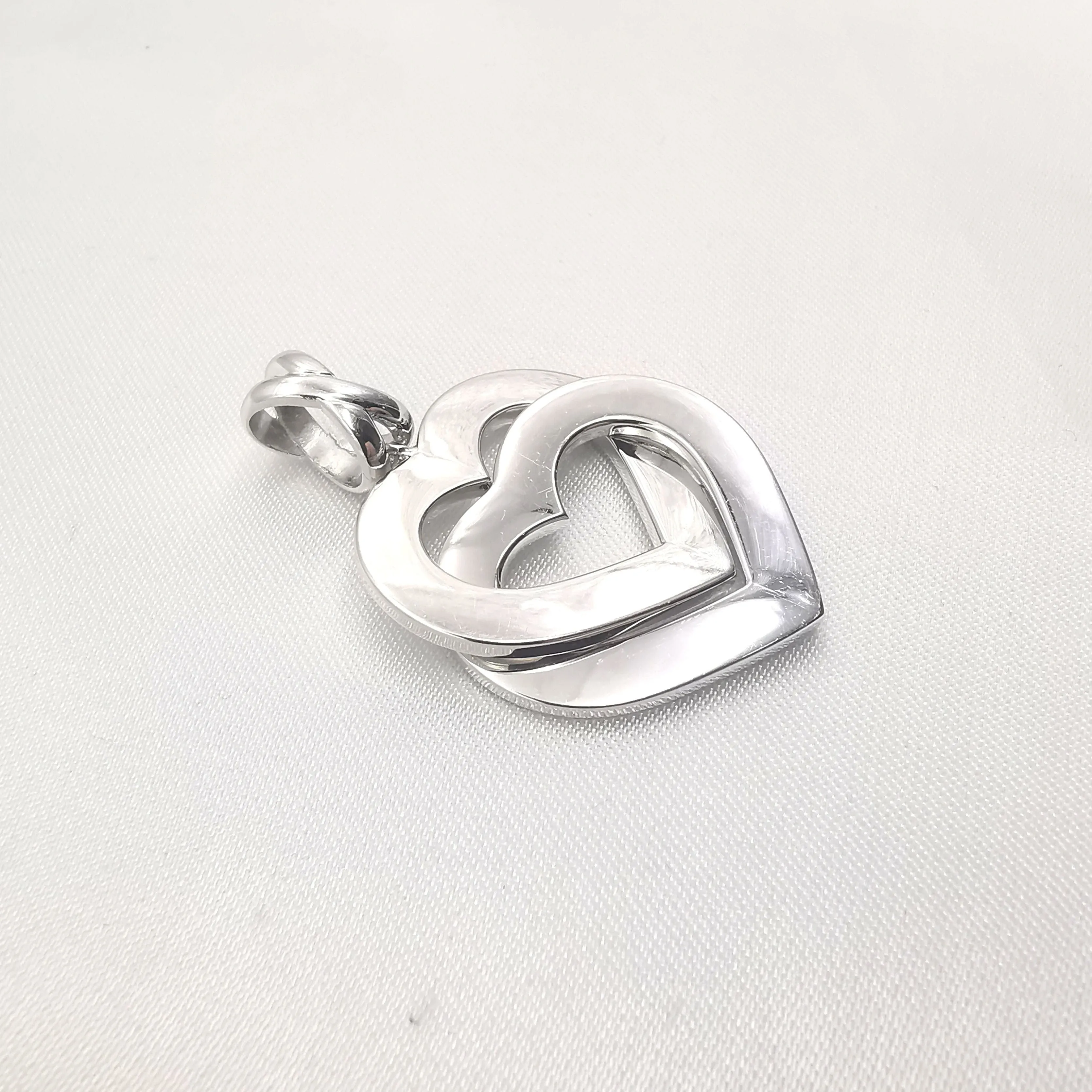 Pendentif Double Cœur Or blanc sold by 58 Facettes product image thumbnail 3