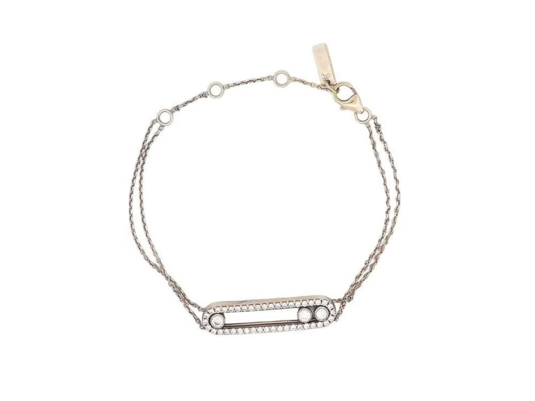 bracelet MESSIKA move classique pave double chaine 14-18 or noir sold by 58 Facettes