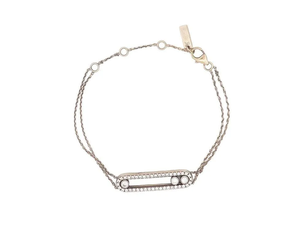 bracelet MESSIKA move classique pave double chaine 14-18 or noir sold by 58 Facettes