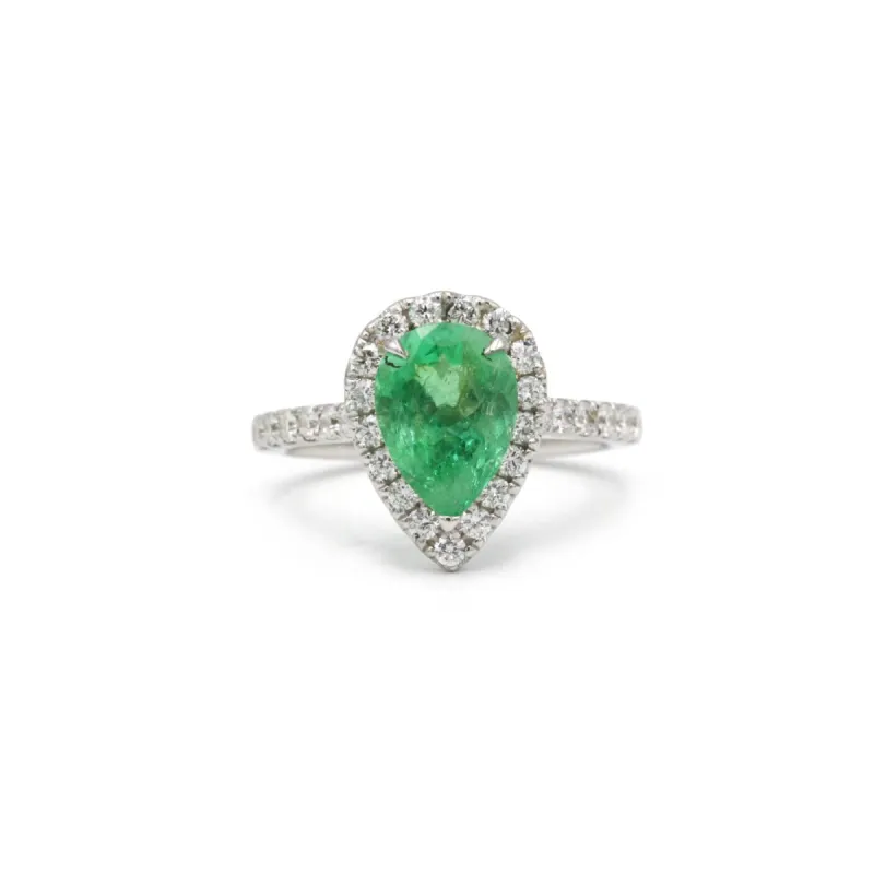 Bague Or blanc Emeraude Diamants sold by 58 Facettes