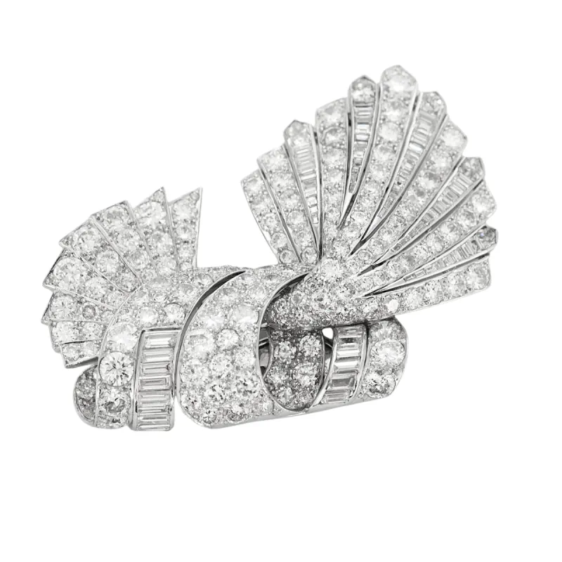 Broche noeud platine diamants sold by 58 Facettes