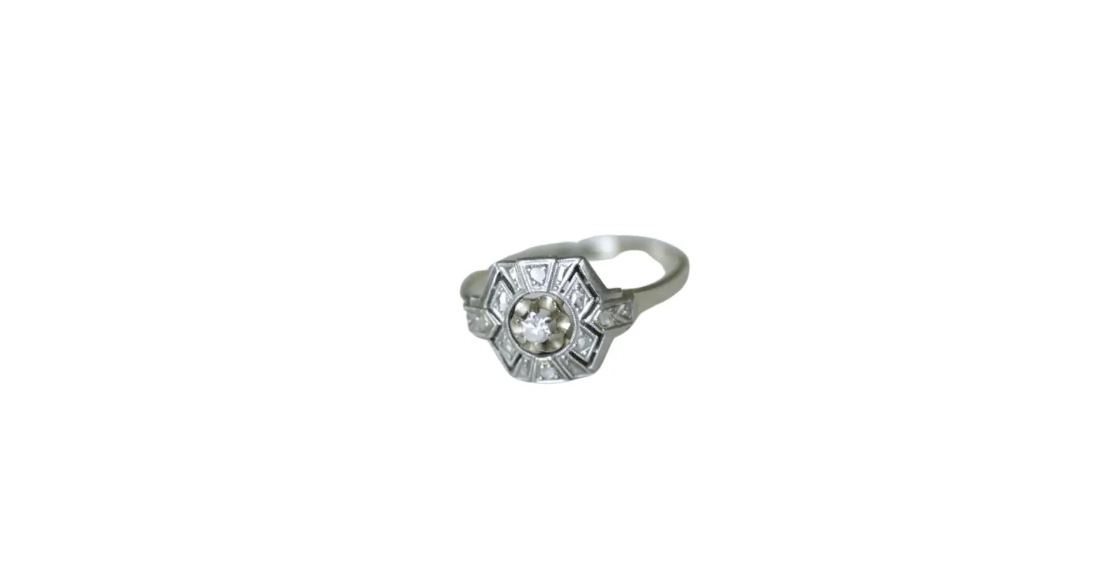 Bague Hexagonale Art Déco Diamants sold by 58 Facettes