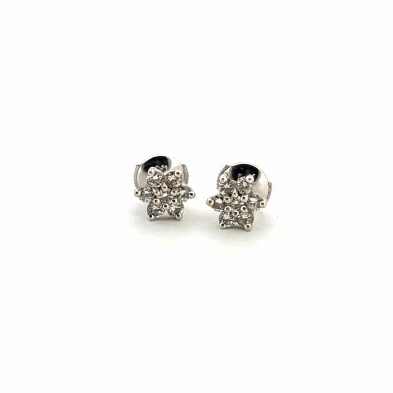 Puces d'oreilles Or Blanc 18k & Diamants made by 58 Facettes