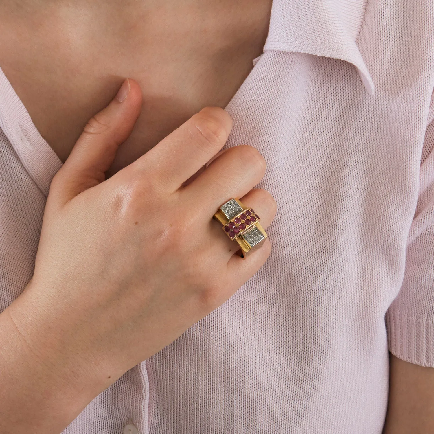 Bague Tank diamants rubis sold by 58 Facettes product image thumbnail 2