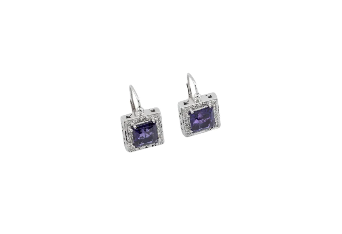 Boucles d'oreilles en or blanc avec améthystes sold by 58 Facettes