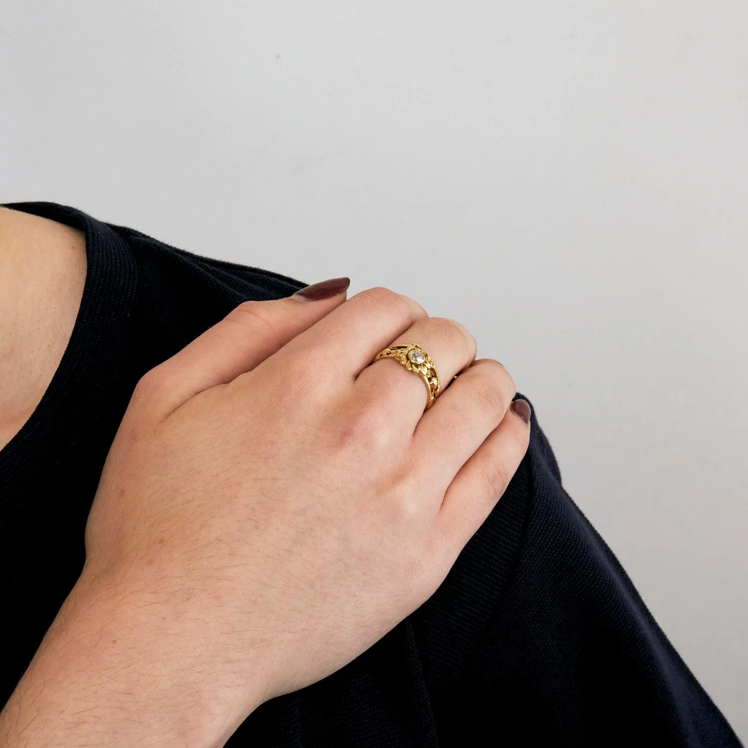 Bague motif floral or jaune et diamant sold by 58 Facettes product image thumbnail 2