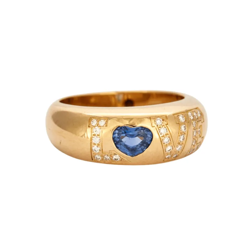 CHOPARD - Bague jonc LOVE or jaune, saphir et diamants made by 58 Facettes