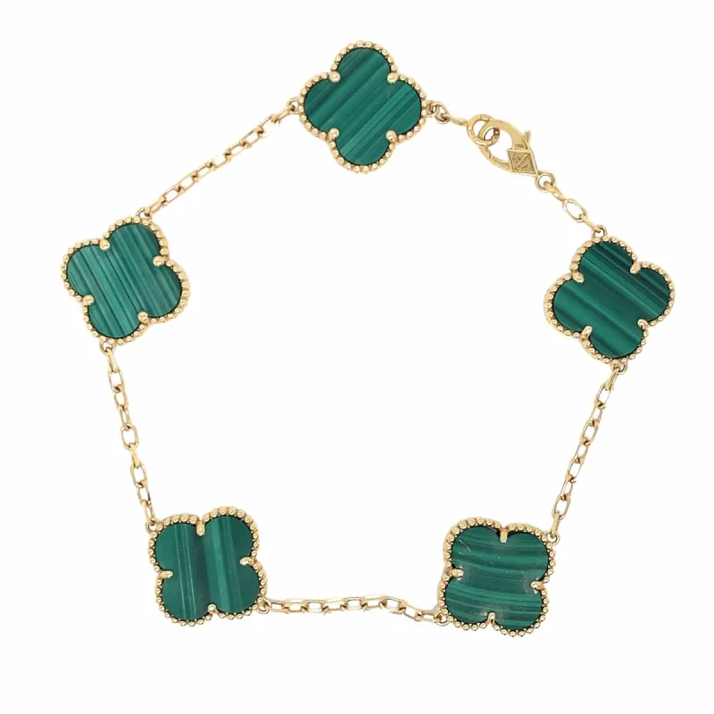Van Cleef & Arpels - Bracelet Alhambra Malachite Or Jaune sold by 58 Facettes
