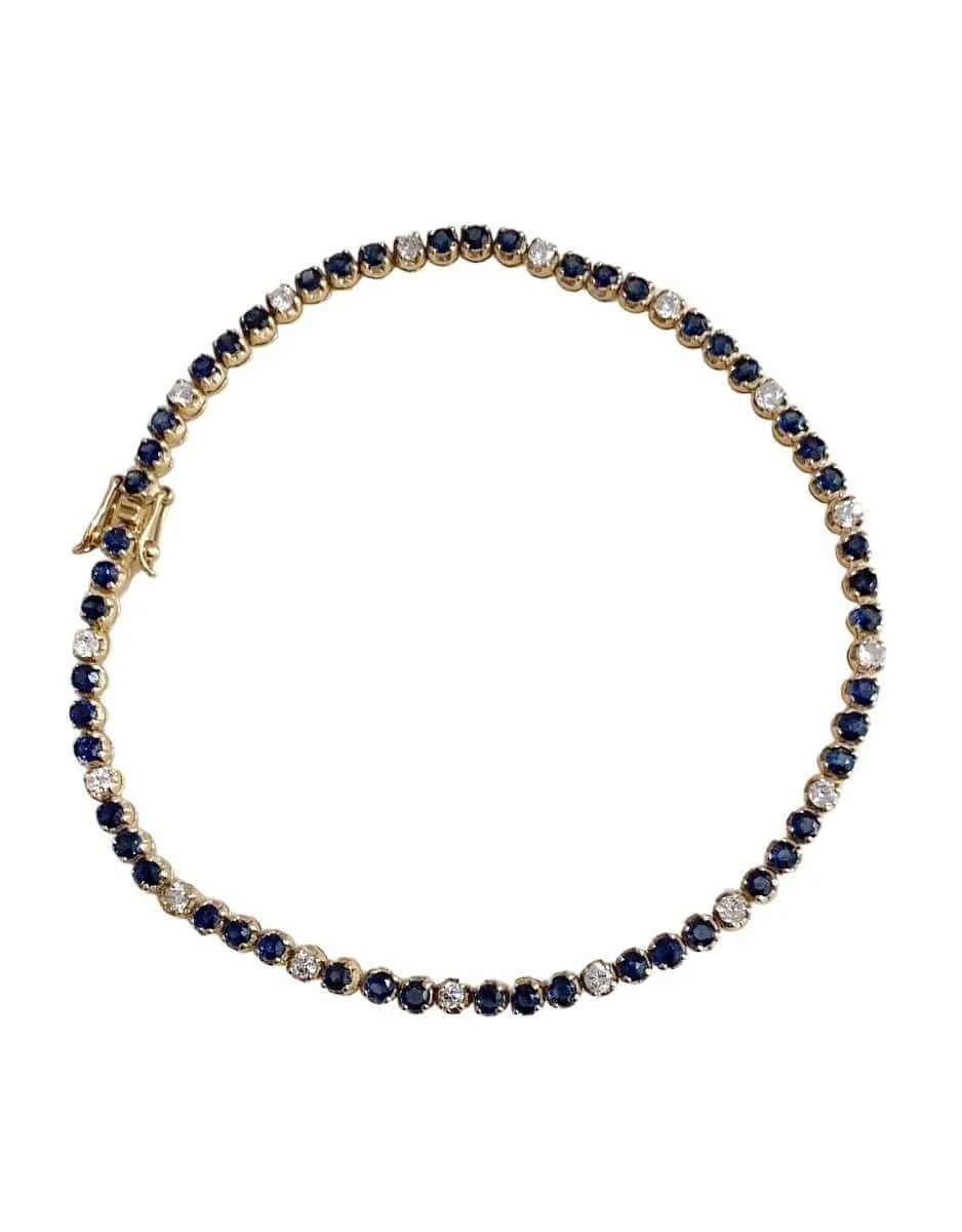 Bracelet Tennis Or jaune Saphirs Diamants sold by 58 Facettes