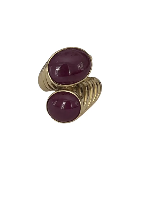 Bague Croisée Or Jaune Rubis Cabochon sold by 58 Facettes