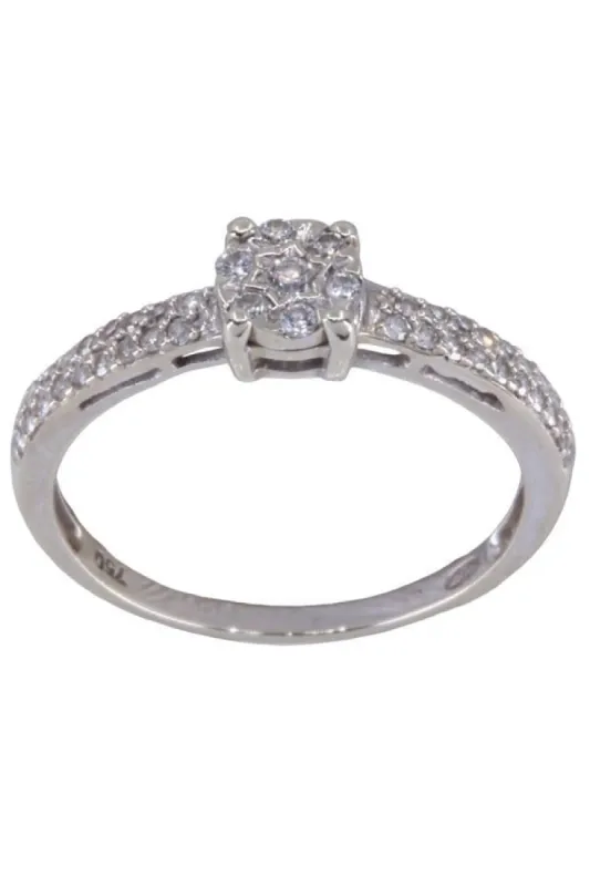 Bague solitaire or blanc diamants sold by 58 Facettes