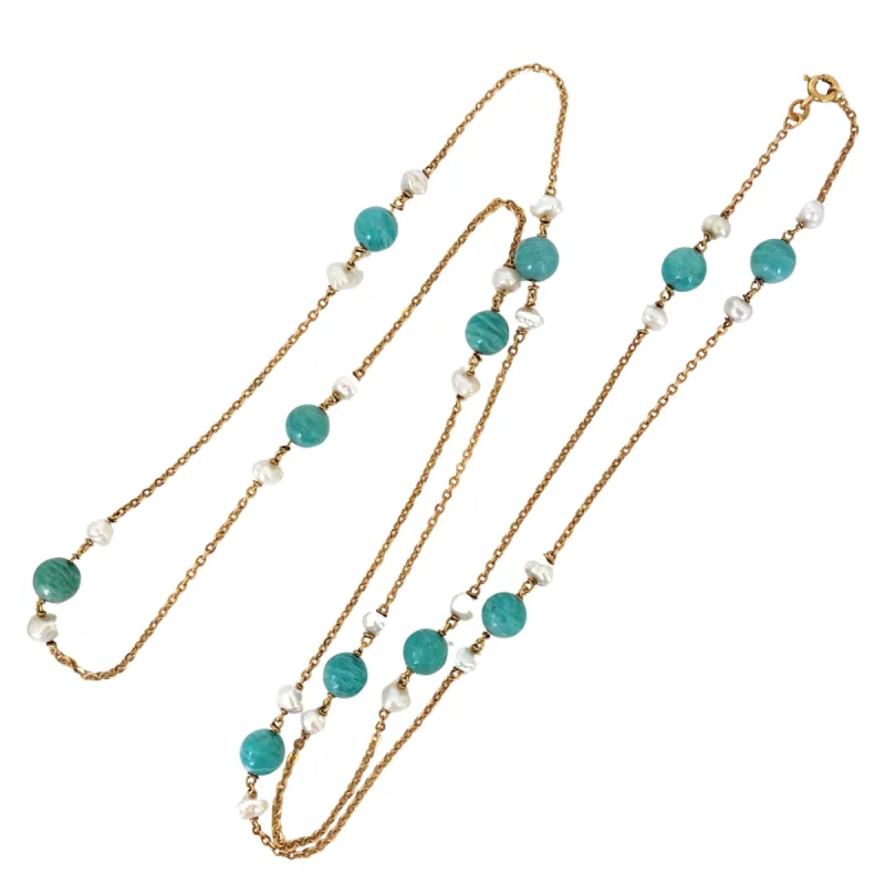 Sautoir « azuria », amazonite, perles et or sold by 58 Facettes