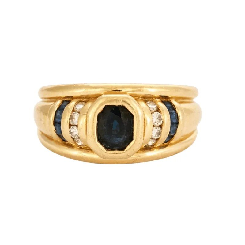 Bague godronné saphir et diamants sold by 58 Facettes