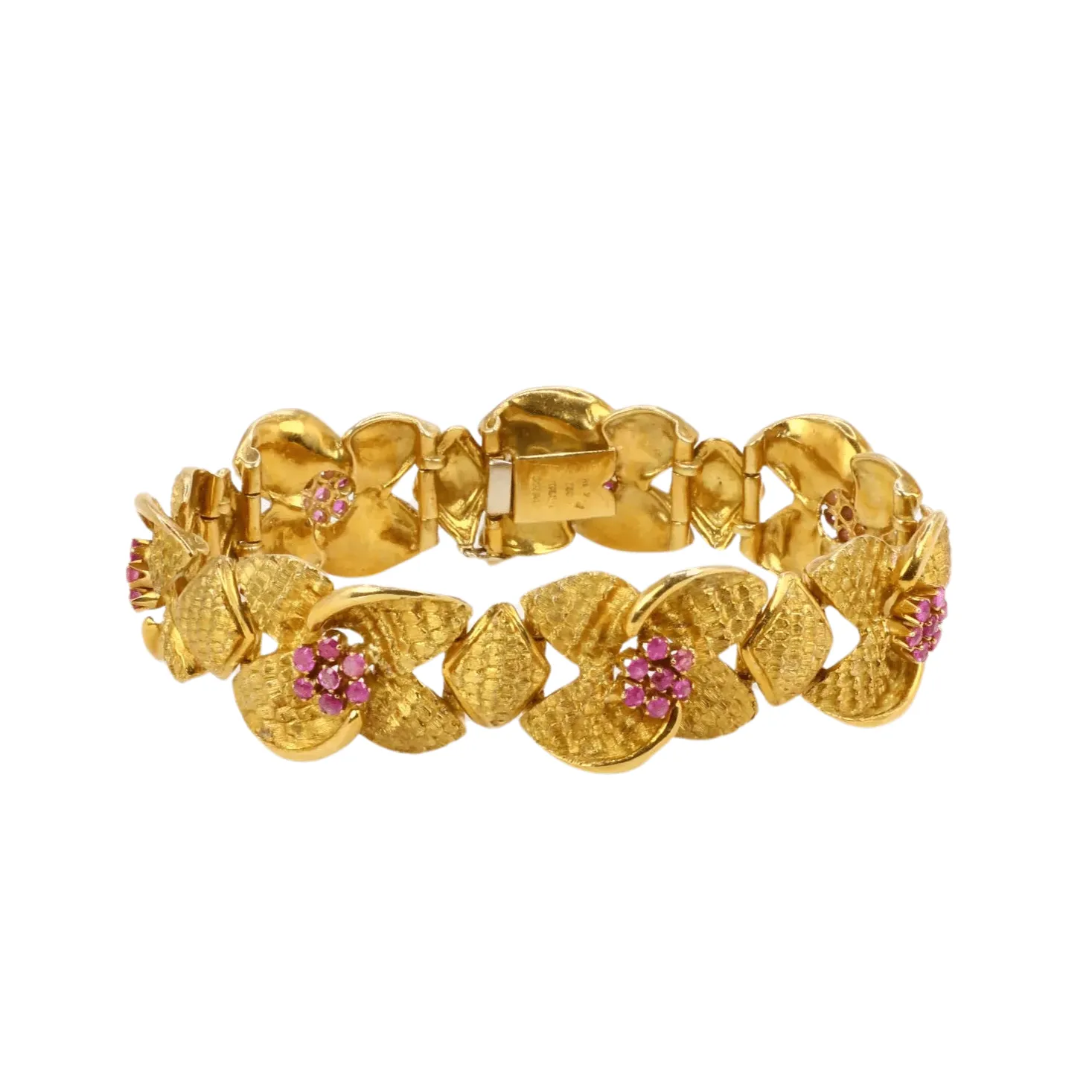 Bracelet vintage fleur or amati et rubis sold by 58 Facettes
