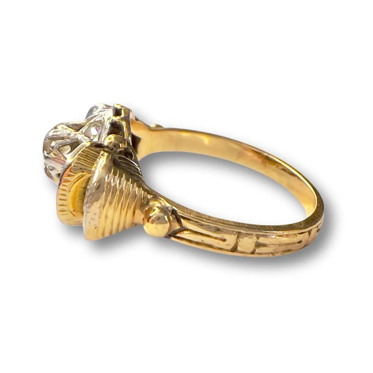 BAGUE ART DÉCO OR PLATINE  DIAMANTS sold by 58 Facettes product image thumbnail 3