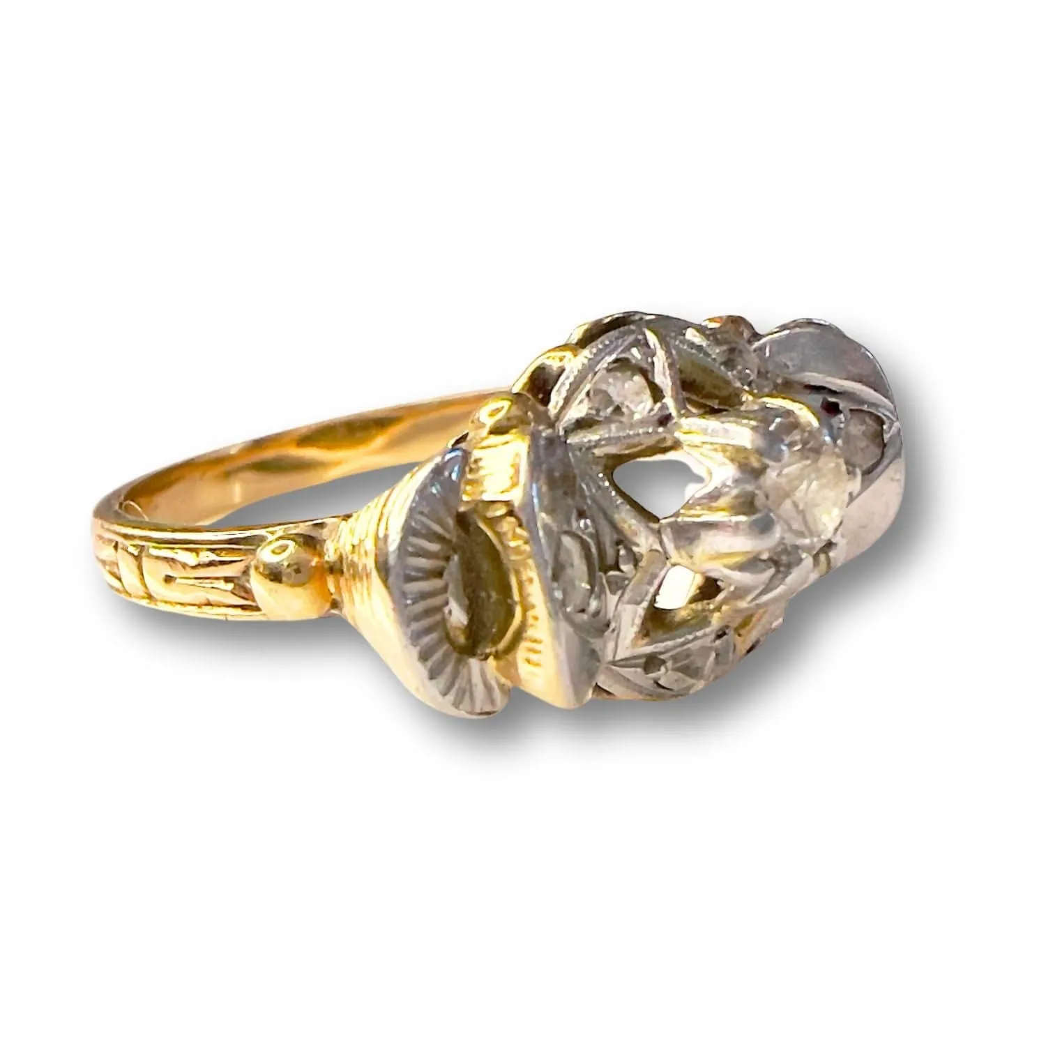 BAGUE ART DÉCO OR PLATINE  DIAMANTS sold by 58 Facettes product image thumbnail 4