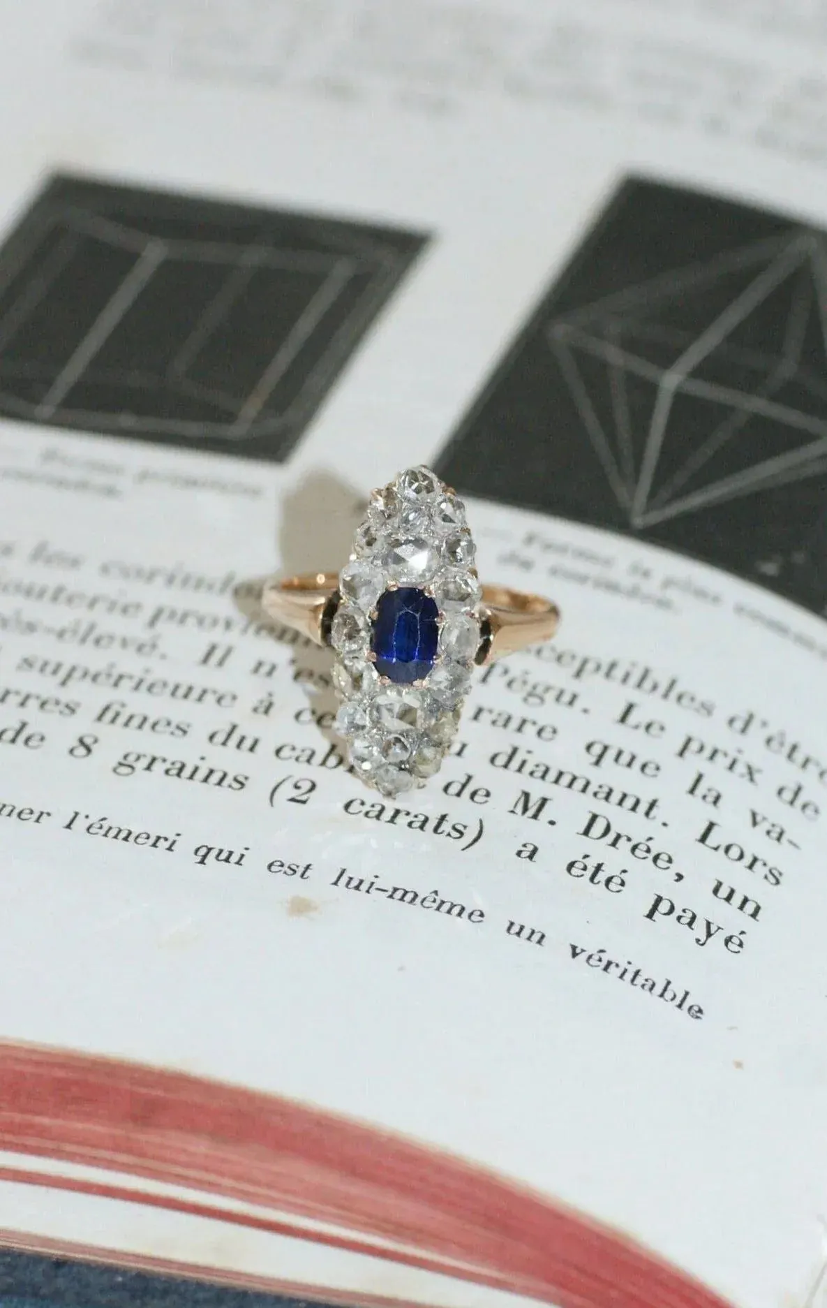 Bague Marquise Or Rose Saphir Diamants sold by 58 Facettes product image thumbnail 3