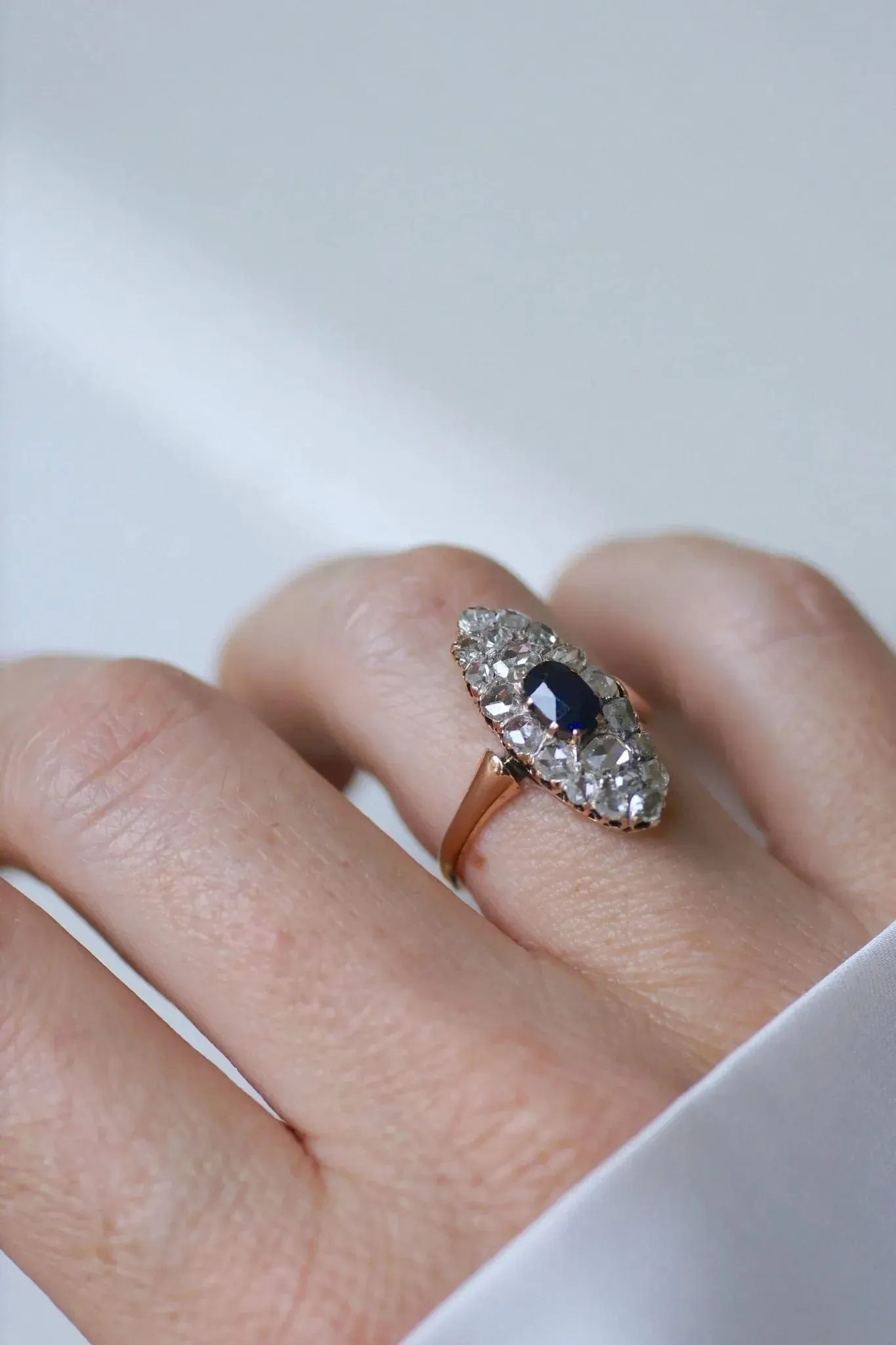 Bague Marquise Or Rose Saphir Diamants sold by 58 Facettes product image thumbnail 5