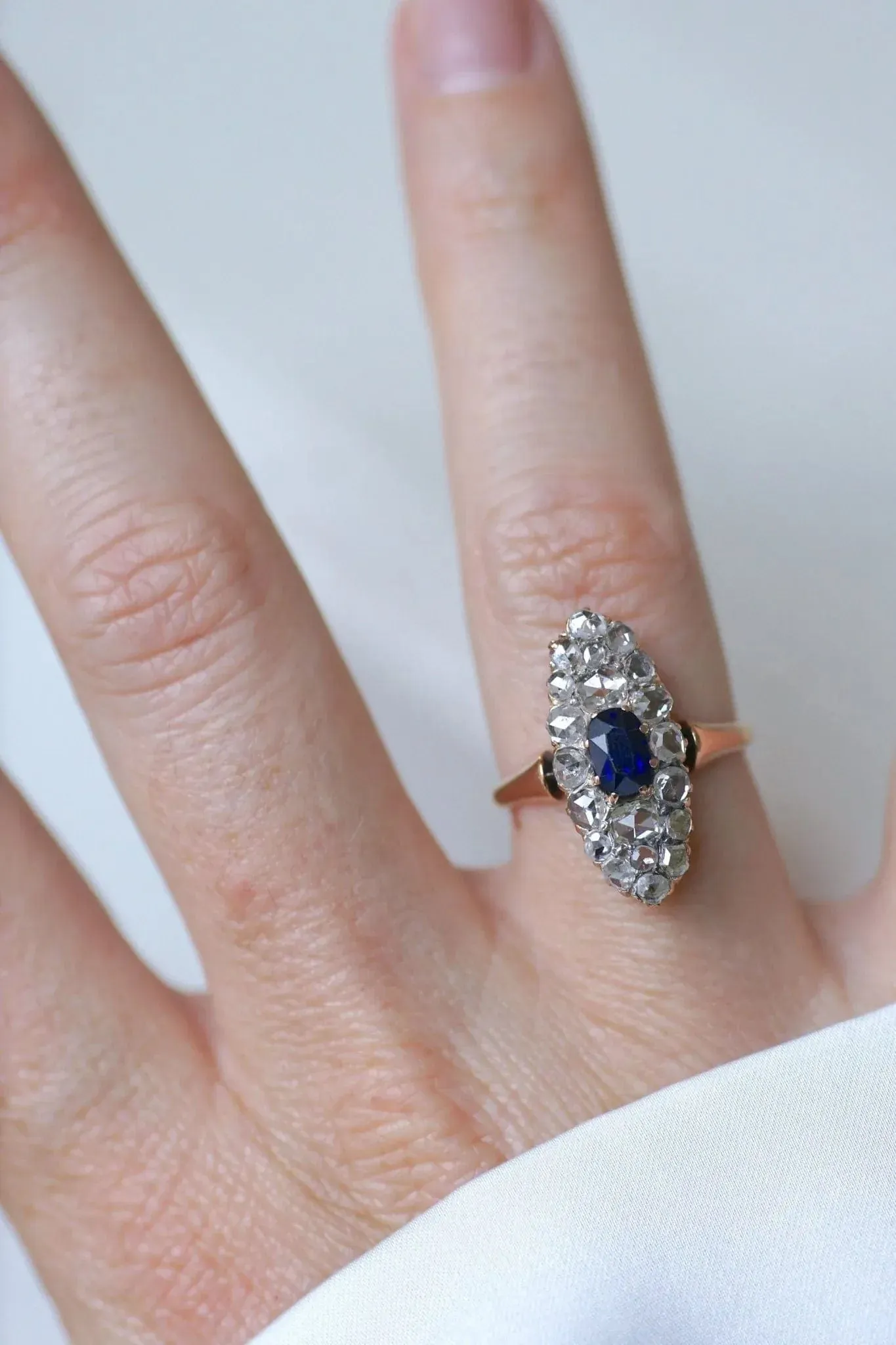 Bague Marquise Or Rose Saphir Diamants sold by 58 Facettes product image thumbnail 2