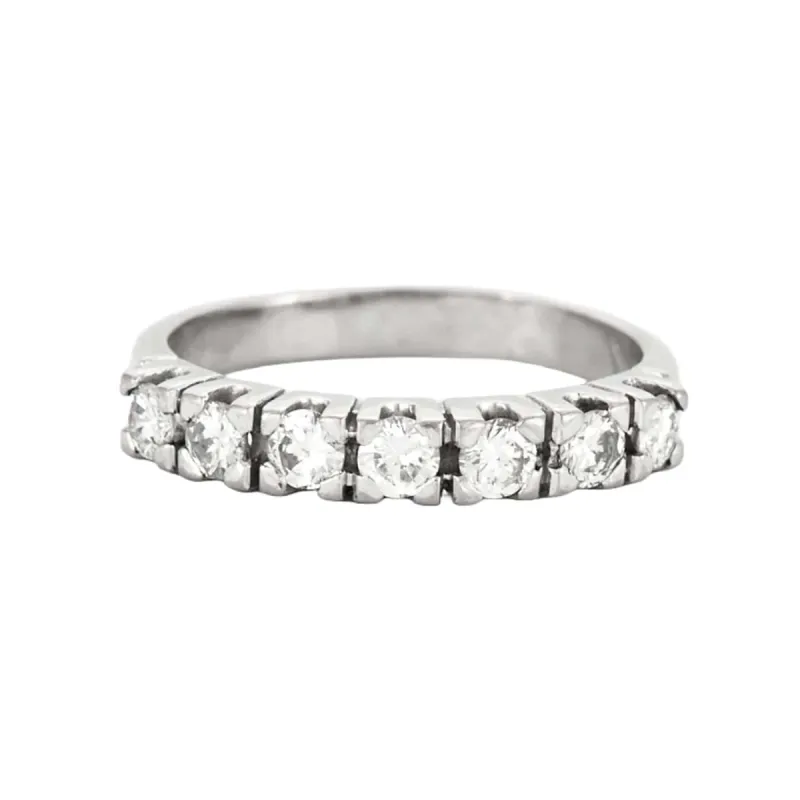 Bague alliance demi-tour en or blanc 18k et diamants sold by 58 Facettes
