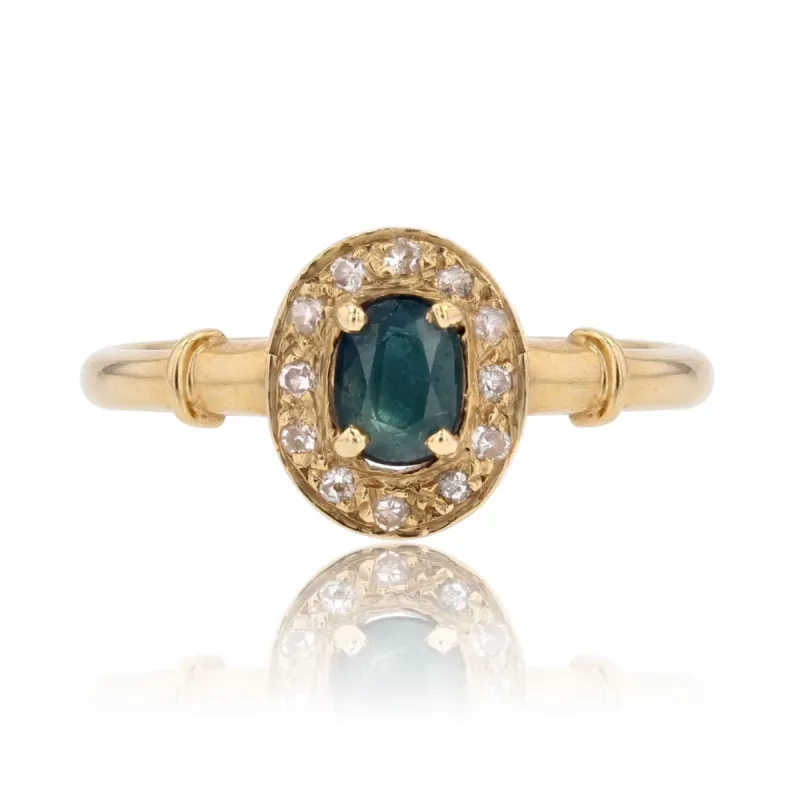 Bague or jaune d'occasion saphir diamants sold by 58 Facettes