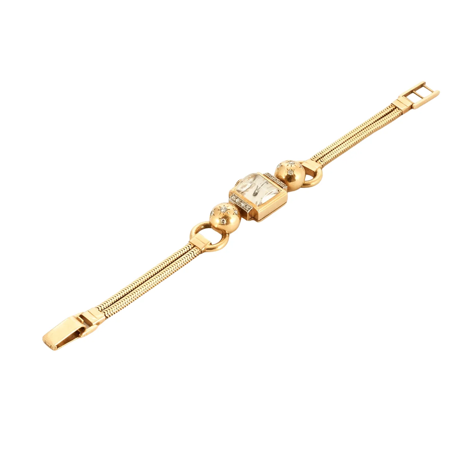 Montre or jaune diamants sold by 58 Facettes