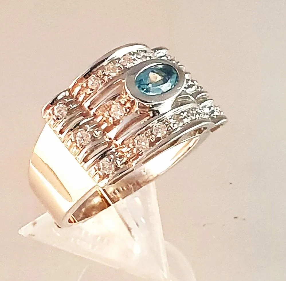 BAGUE CHEVALIERE DIAMANTS AIGUE-MARINE sold by 58 Facettes product image thumbnail 2