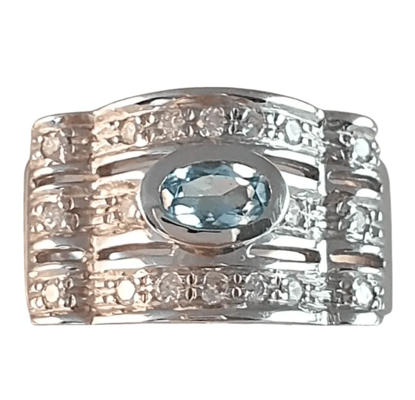 BAGUE CHEVALIERE DIAMANTS AIGUE-MARINE sold by 58 Facettes