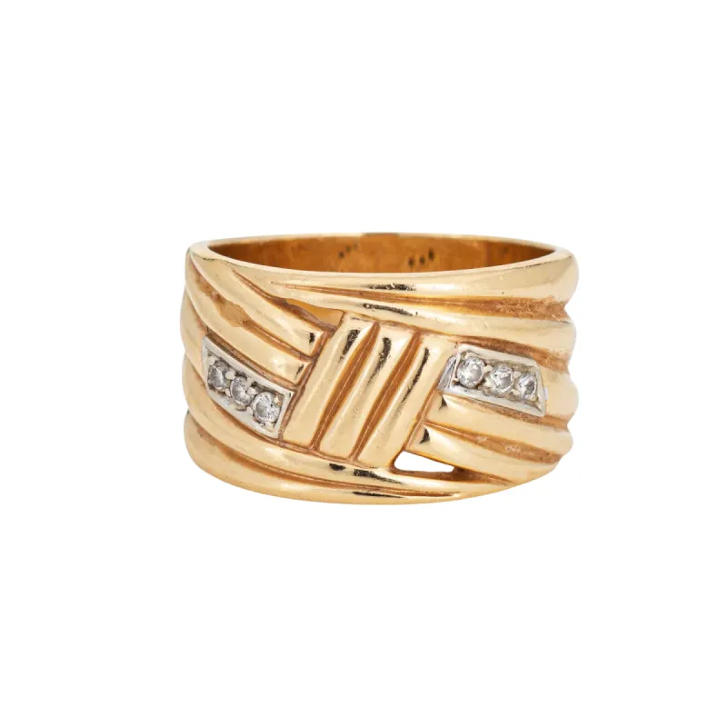 Bague bandeau or jaune diamants made by 58 Facettes