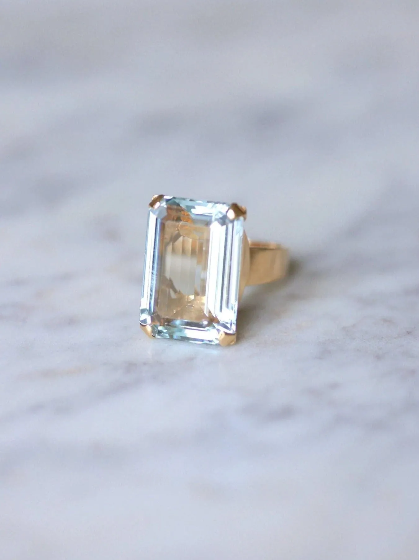 Bague de cocktail vintage aigue-marine 15 Cts sur or rose sold by 58 Facettes product image thumbnail 3