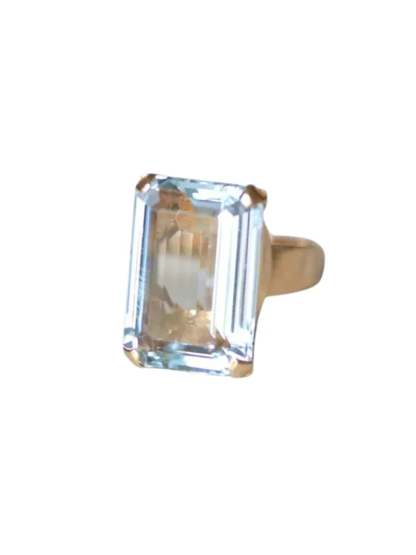 Bague de cocktail vintage aigue-marine 15 Cts sur or rose sold by 58 Facettes