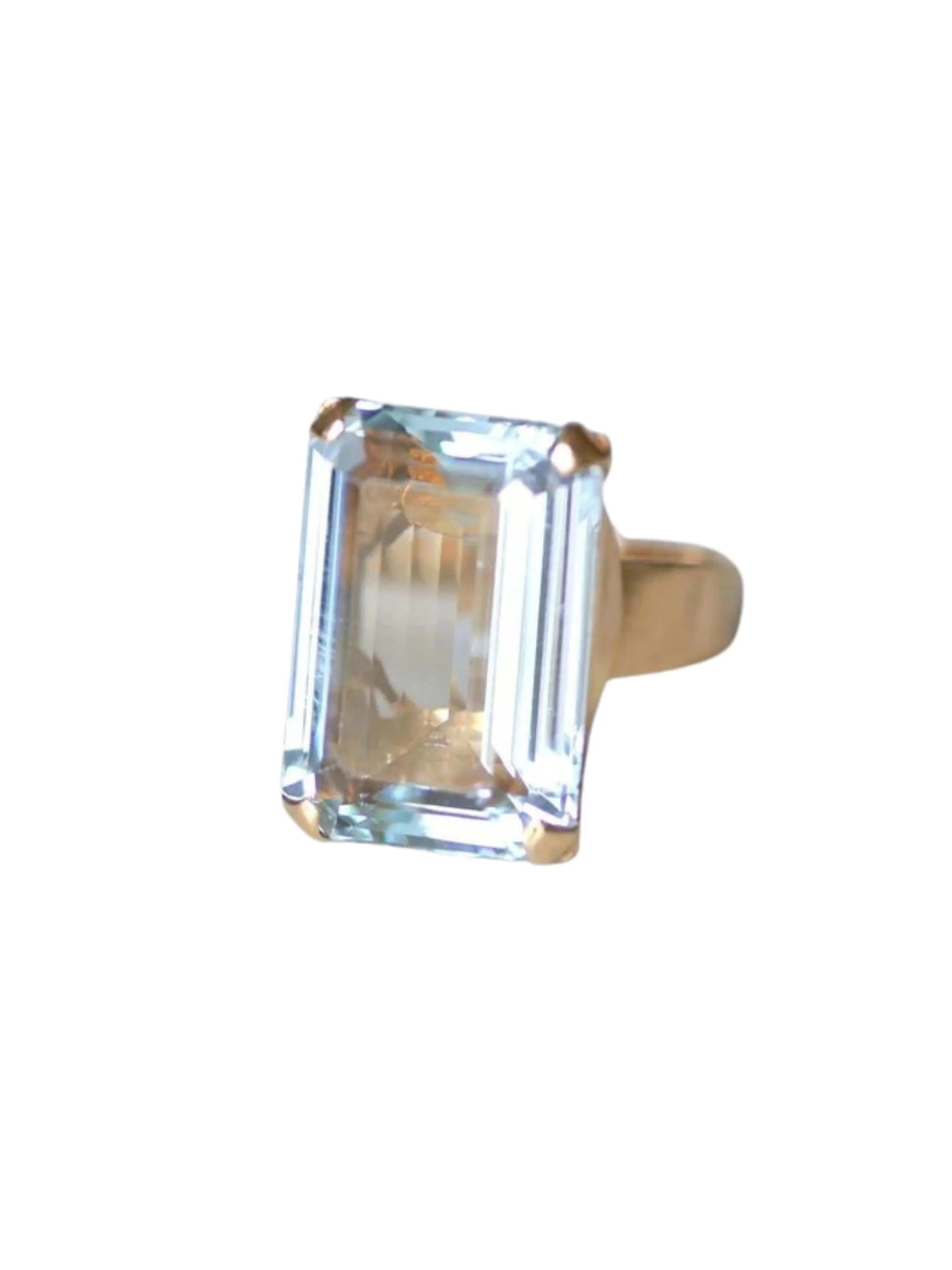 Bague de cocktail vintage aigue-marine 15 Cts sur or rose sold by 58 Facettes