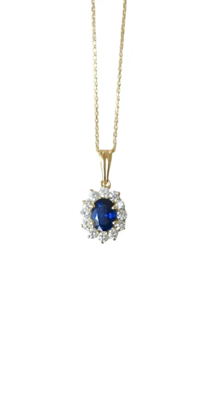 Collier pendentif marguerite Or jaune Saphir Diamants sold by 58 Facettes