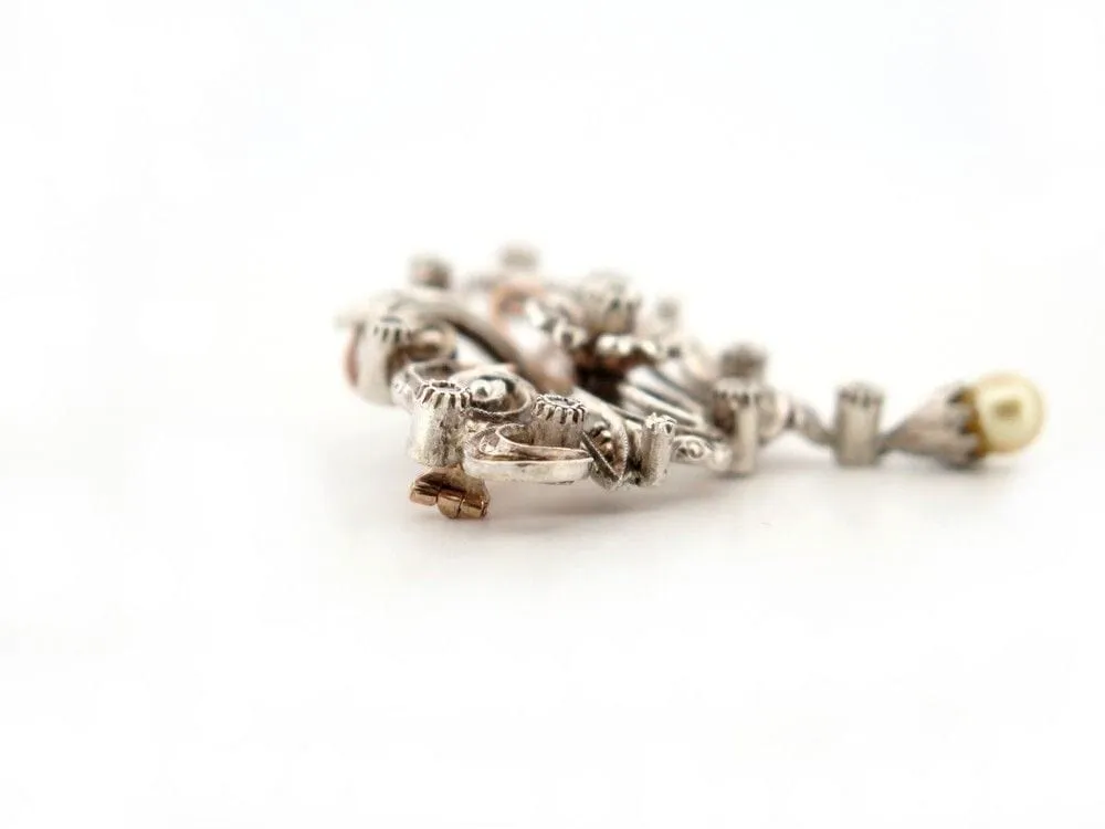 vintage broche pampille perle 1850 en argent & or 18k diamants sold by 58 Facettes product image thumbnail 5