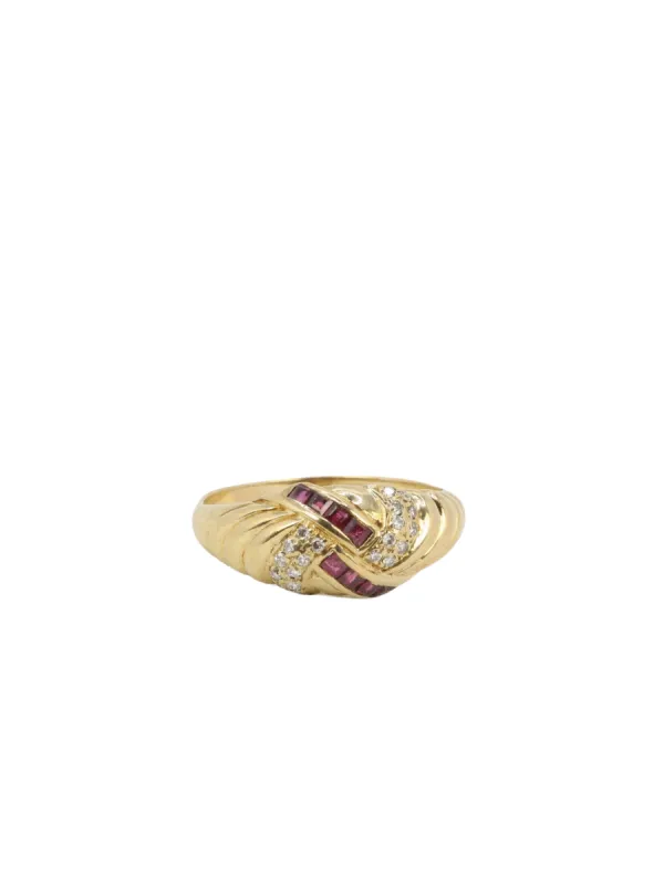 Bague jonc Or jaune Diamants Rubis sold by 58 Facettes