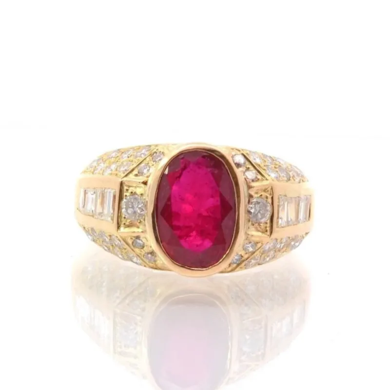 Bague jonc rubis et diamants en or jaune sold by 58 Facettes